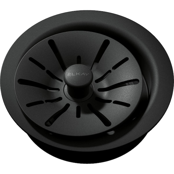 Quartz Perfect Drain 3-1/2" Polymer Disposr Flnge w/ Removble Basket Strainer, Rubber Stopr Charcoal